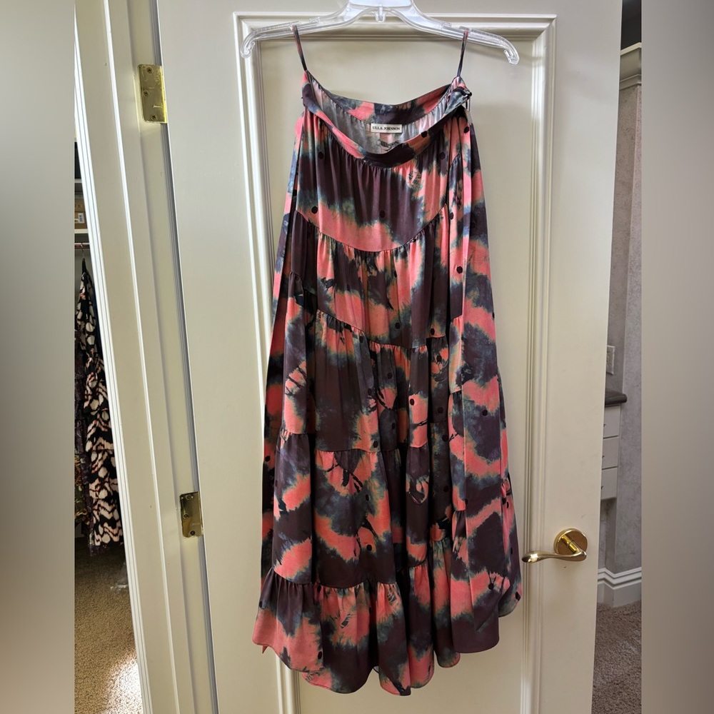 Lula Johnson Umbra silk maxi skirt with matching tie belt Size 0